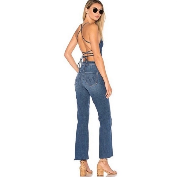 Mother RARE Denim The Tie Back Hustler Ankle Fray Jumpsuit NEW - Picture 4 of 13